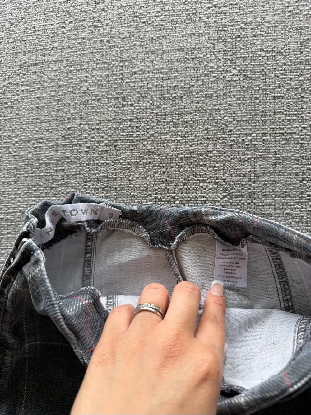 Tinseltown Gray Plaid‎ Mini Skirt with Subtle Red Accents